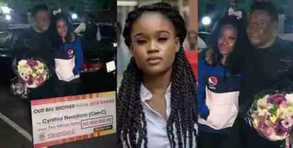#BBNaija: Cee-C spotted with her dad at the airport; receives N2million from fans